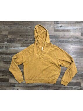 FP Movement Free People Womens Medium Yellow V Neck Hoodie